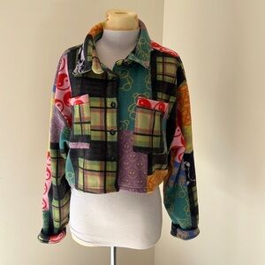 Dolls kill new girl order SZ 10, cropped patchwork fleece jacket .